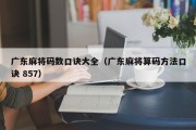 广东麻将码数口诀大全（广东麻将算码方法口诀 857）