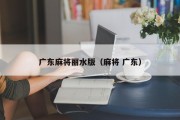 广东麻将丽水版（麻将 广东）