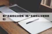 看广东麻将玩法视频（看广东麻将玩法视频教程）