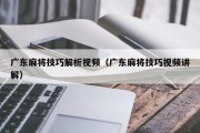 广东麻将技巧解析视频（广东麻将技巧视频讲解）