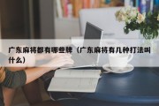 广东麻将都有哪些牌（广东麻将有几种打法叫什么）