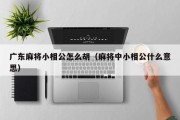 广东麻将小相公怎么胡（麻将中小相公什么意思）