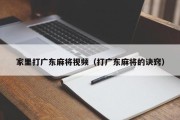 家里打广东麻将视频（打广东麻将的诀窍）
