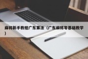麻将新手教程广东算法（广东麻将零基础教学）