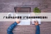 广东麻将选手番薯（广东麻将各种牌型番数）