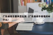 广东麻将不要风怎么调（广东麻将不带鬼的叫什么）