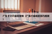 广东才子打麻将视频（广东打麻将的技巧视屏）