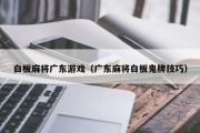 白板麻将广东游戏（广东麻将白板鬼牌技巧）