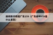麻将新手教程广东159（广东麻将159是什么意思）
