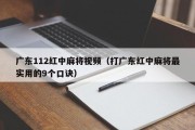 广东112红中麻将视频（打广东红中麻将最实用的9个口诀）